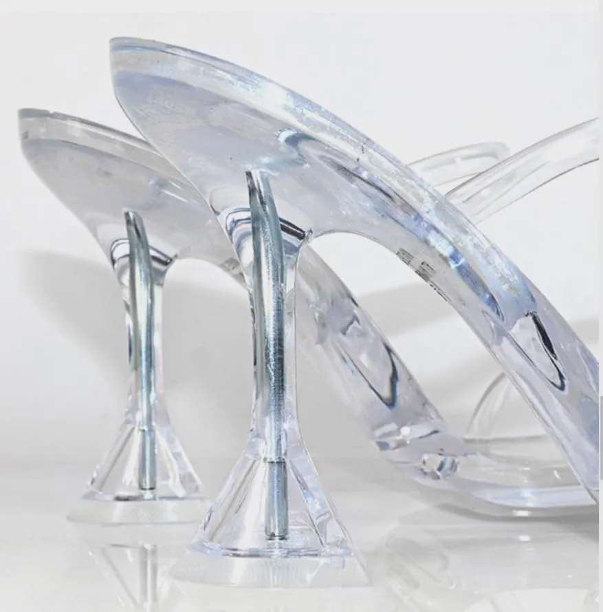Liliana Women's Double Strap Jelly Sandals, Transparent Spool Heels Mina-1