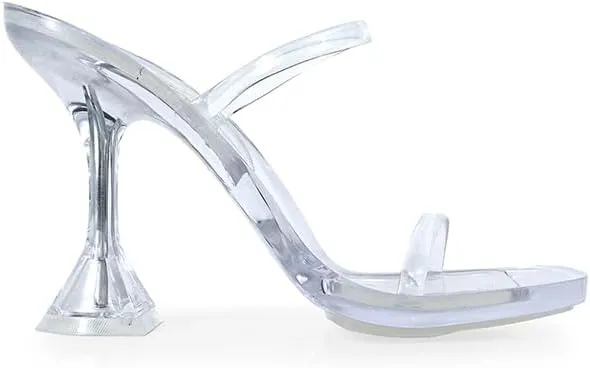 Liliana Women's Double Strap Jelly Sandals, Transparent Spool Heels Mina-1