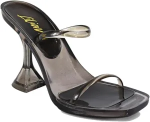 Liliana Women's Double Strap Jelly Sandals, Transparent Spool Heels Mina-1