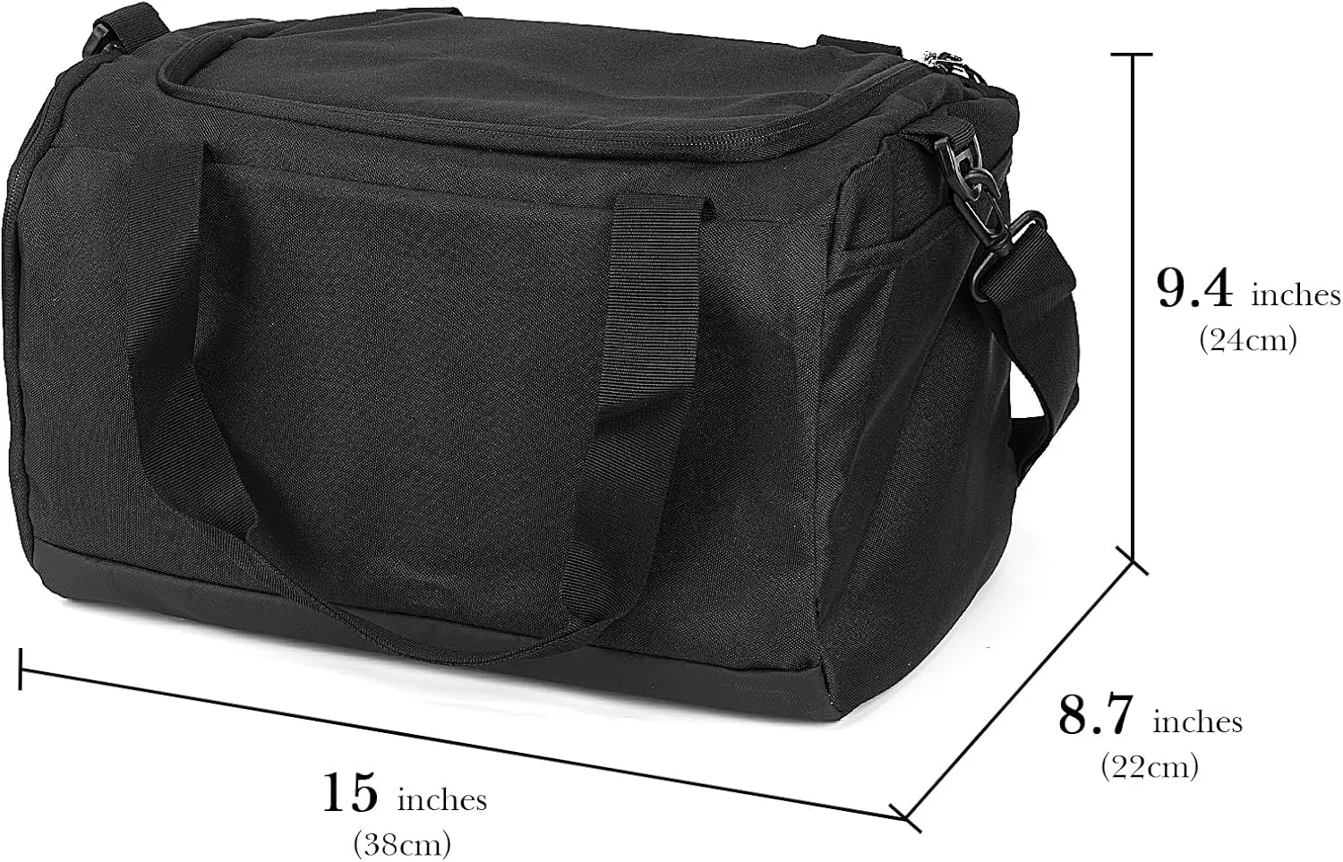 Linkidea Small Duffel Bag for Kids, Soccer, Basketball Sports Equipment Bag with Shoe Compartment, Fit Team Practice or Overnight Travel, 15 X 9 inch Small Gym Bag for Youth, Women (Black)