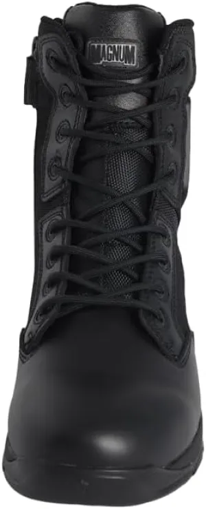 Magnum Strike Force 8" Side Zipper Tactical Boots - Designed for Police, EMS, Security, Military, Hunting & Motorcycle w/ Slip Resistant Michelin Outsole, Replaceable M.P.A.C.T Instant Comfort Insole