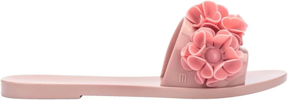 Melissa Babe Springtime Slides for Women - Feminine & Trendy Jelly Slides with Flower Applique, Dressy Summer Sandals for Women, Adult Jellies, Women's Jelly Shoes, Slip On Sandals