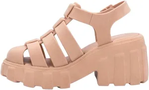 Melissa Megan Velvet Platform Jelly Heels for Women - The Iconic Original 90’s Jelly Shoe, Fisherman's Sandal with Chunky, Platform Lug-Sole Heel and Adjustable Strap and Side Buckle