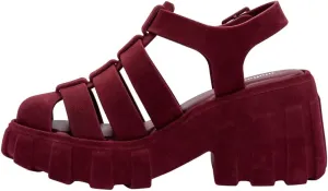 Melissa Megan Velvet Platform Jelly Heels for Women - The Iconic Original 90’s Jelly Shoe, Fisherman's Sandal with Chunky, Platform Lug-Sole Heel and Adjustable Strap and Side Buckle