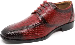 Men's Alligator Crocodile Print Oxford Fashion Lace Up Dress Shoe croco-03