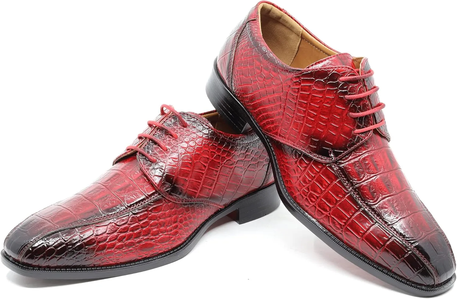 Men's Alligator Crocodile Print Oxford Fashion Lace Up Dress Shoe croco-03