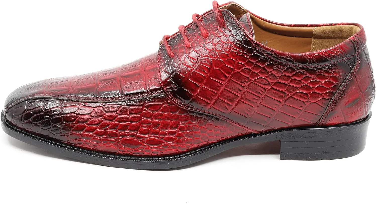 Men's Alligator Crocodile Print Oxford Fashion Lace Up Dress Shoe croco-03