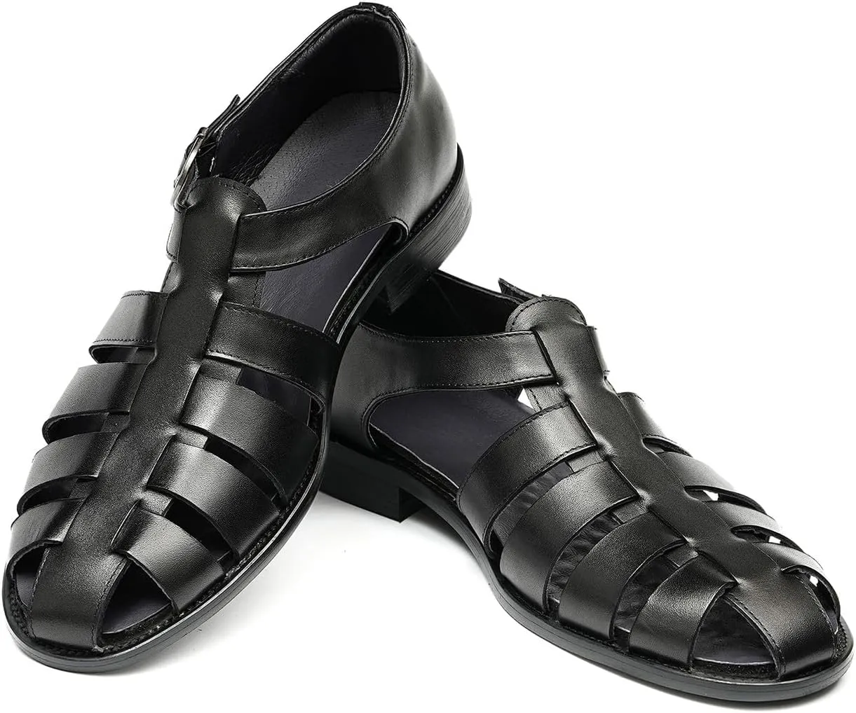 Men’s Genuine Leather Sandals | Braided Cowhide Closed-Toe Dress Shoes | Retro Casual & Business Clogs for Men