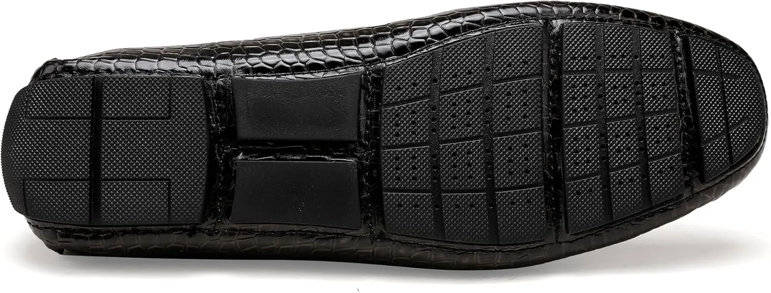 Men's Leather Penny Loafers, Casual Alligator Pattern Business Dress Shoes Slip on Driving Moccasins Loafer Shoes for Mens
