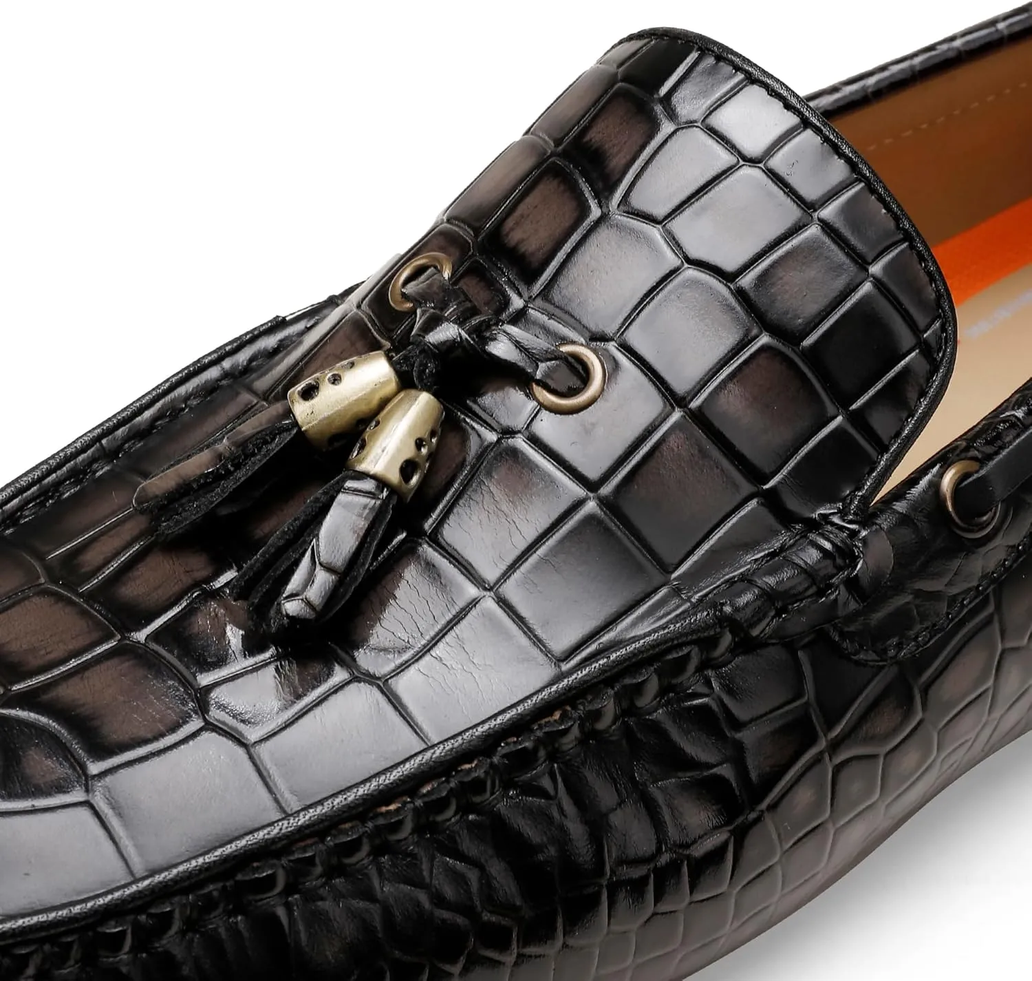 Men's Leather Penny Loafers, Casual Alligator Pattern Business Dress Shoes Slip on Driving Moccasins Loafer Shoes for Mens