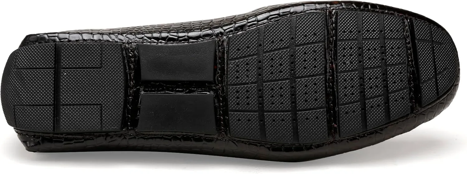 Men's Leather Penny Loafers, Casual Alligator Pattern Business Dress Shoes Slip on Driving Moccasins Loafer Shoes for Mens