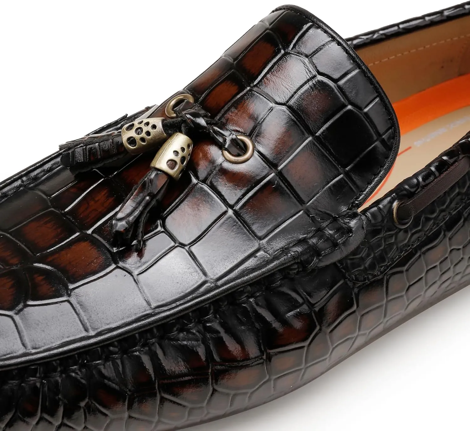 Men's Leather Penny Loafers, Casual Alligator Pattern Business Dress Shoes Slip on Driving Moccasins Loafer Shoes for Mens