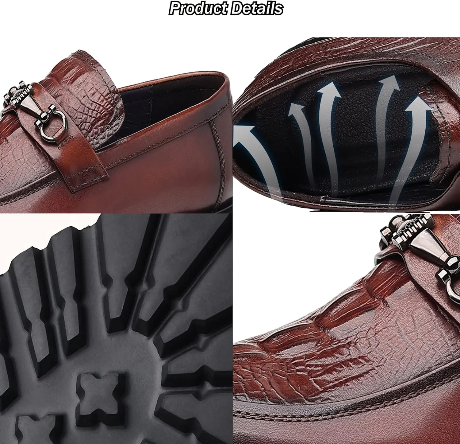 Men's Leather Print Business Oxfords,Smart Casual Formal Office Derby Shoes,Slip-On Wedding Suit Shoes