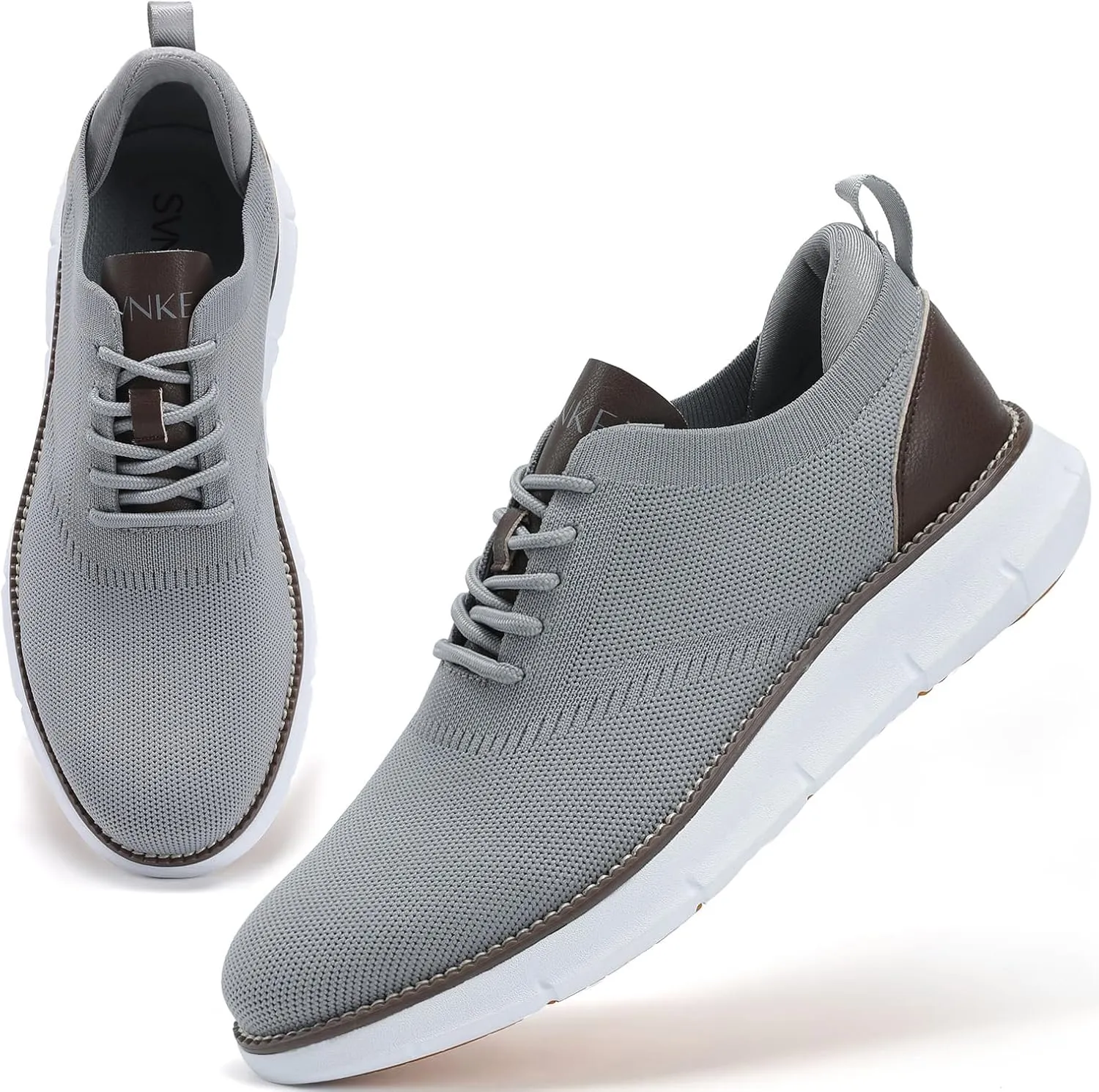 Men's Mesh Dress Shoes Casual Business Lace Up Oxford Sneakers Lightweight Breathable Walking Shoes Comfortable Thick Sole Tennis Footwear