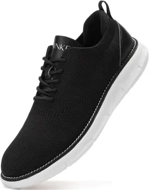 Men's Mesh Dress Shoes Casual Business Lace Up Oxford Sneakers Lightweight Breathable Walking Shoes Comfortable Thick Sole Tennis Footwear