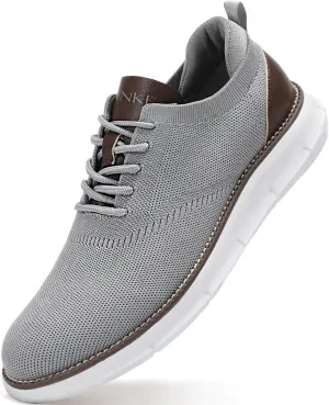 Men's Mesh Dress Shoes Casual Business Lace Up Oxford Sneakers Lightweight Breathable Walking Shoes Comfortable Thick Sole Tennis Footwear