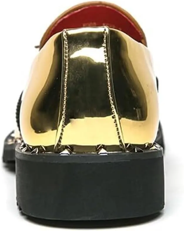 Men's Penny Loafers Tassel Wingtip Slip On Loafers Patent Leather Casual Chunky Heel Dress Shoes for Party Wedding Prom