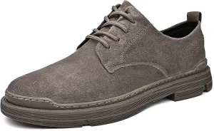 Men's Suede Lace Up Platform Oxfords Casual Comfortable Round Toe Anti-Slip Block Heel Dress Shoes Daily Business Work Office Derbys