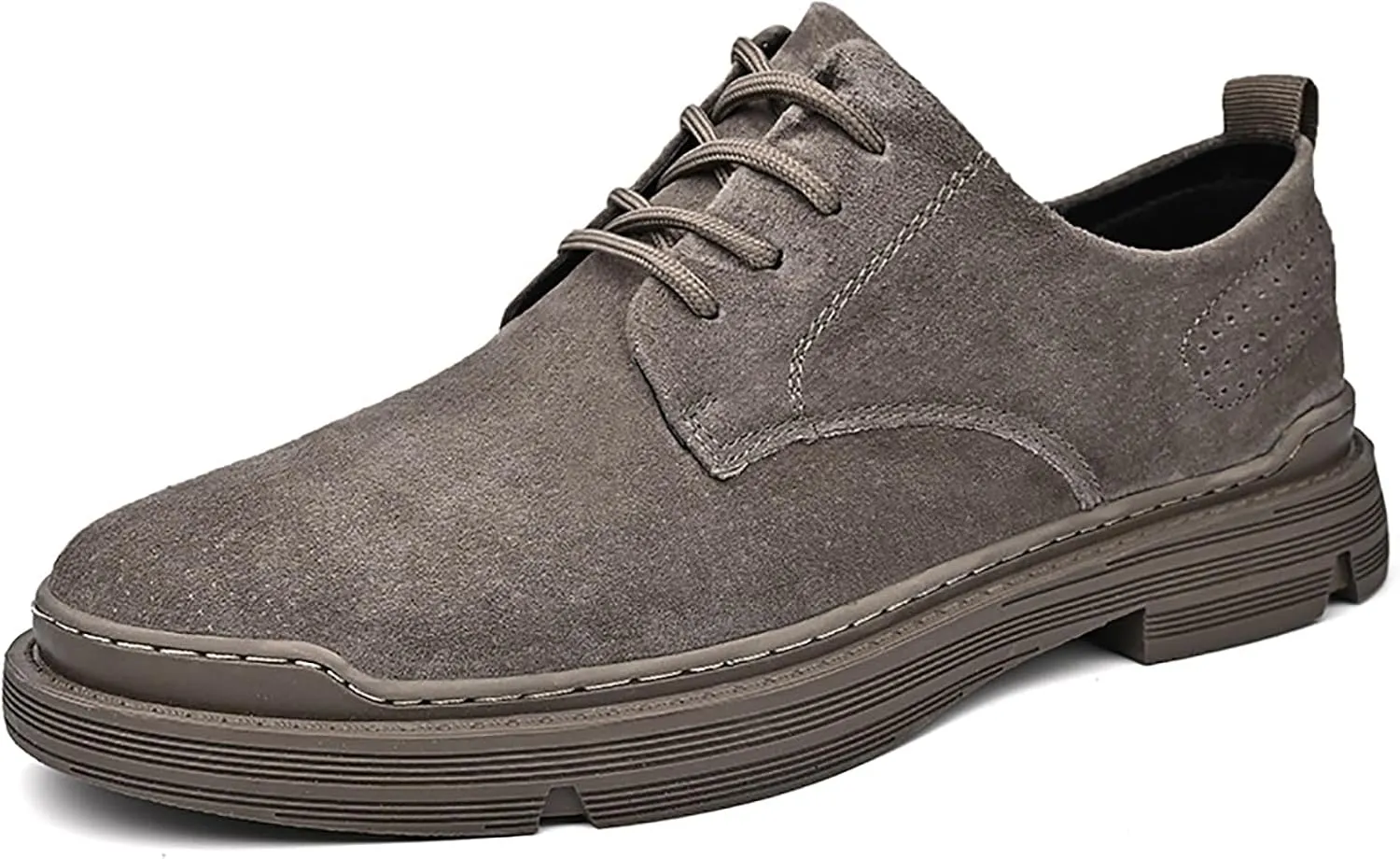 Men's Suede Lace Up Platform Oxfords Casual Comfortable Round Toe Anti-Slip Block Heel Dress Shoes Daily Business Work Office Derbys