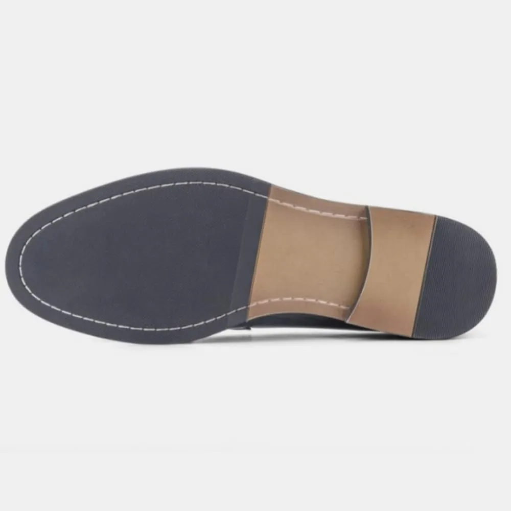 Mens Tassel Loafers Dress Shoes Slip-on Leather Moccasins Hand-Stitched Wooden Sole Penny Dress Loafers for Men