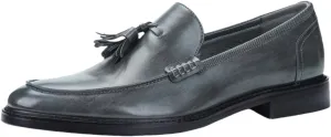 Mens Tassel Loafers Dress Shoes Slip-on Leather Moccasins Hand-Stitched Wooden Sole Penny Dress Loafers for Men