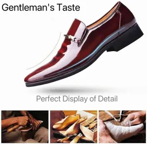 Men's Tuxedo Dress Shoes Classic Faux Patent Leather Formal Oxfords Business Wedding Shoe for Men Cap Toe Wingtip Burgundy Size 6.5