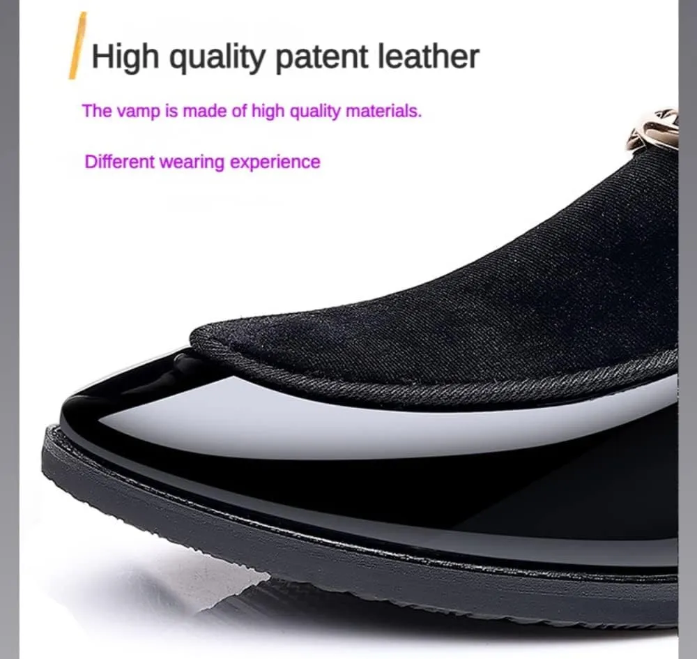 Men's Velvet Patent Leather Slip-on Dress Shoes Business and Parties Formal Events Smoking Slippers Loafers