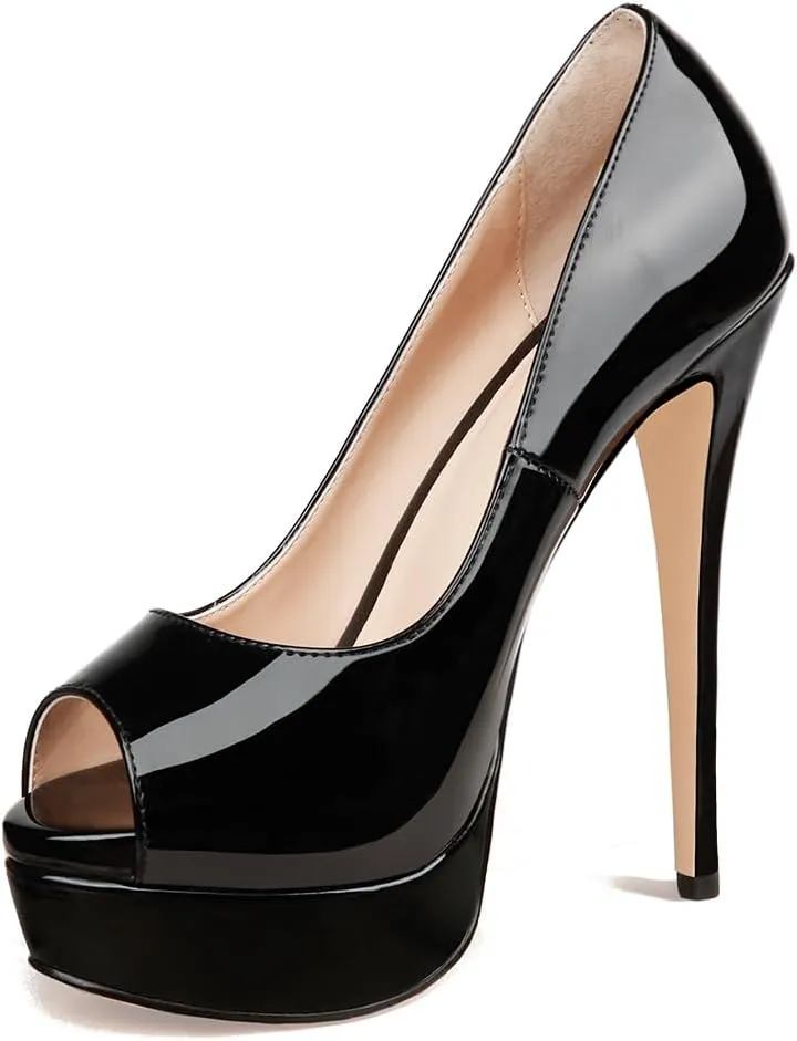 MERUMOTE Women's Platform Stiletto Heels Shoes Peep Toe Pumps 6 inch Heels for Dress Wedding Party