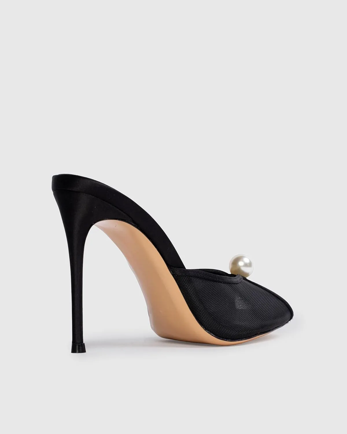 Mesh Mule Heels for Women with 4 Inch Stiletto Heel