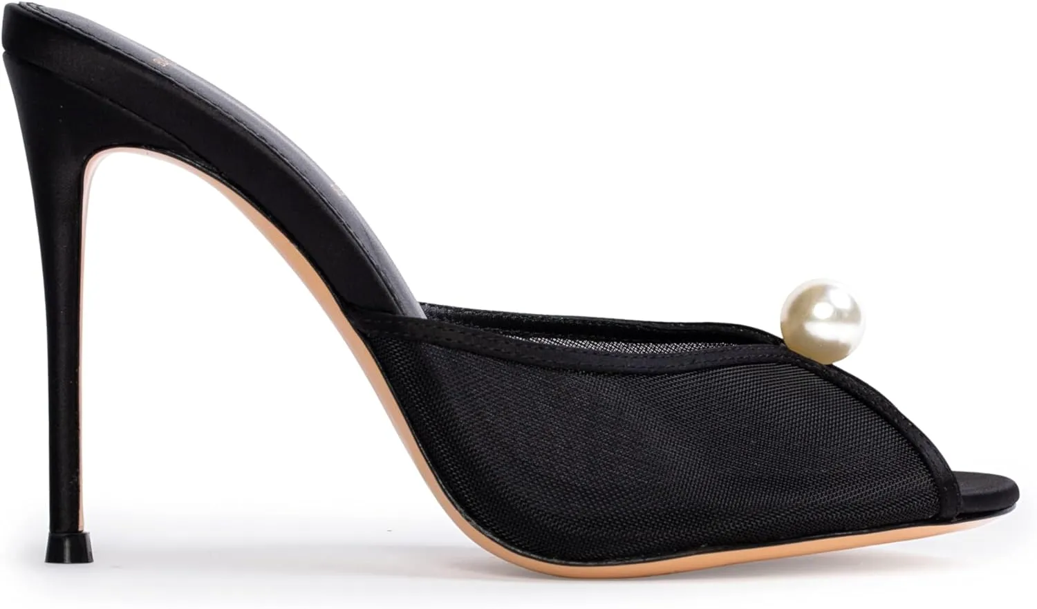 Mesh Mule Heels for Women with 4 Inch Stiletto Heel