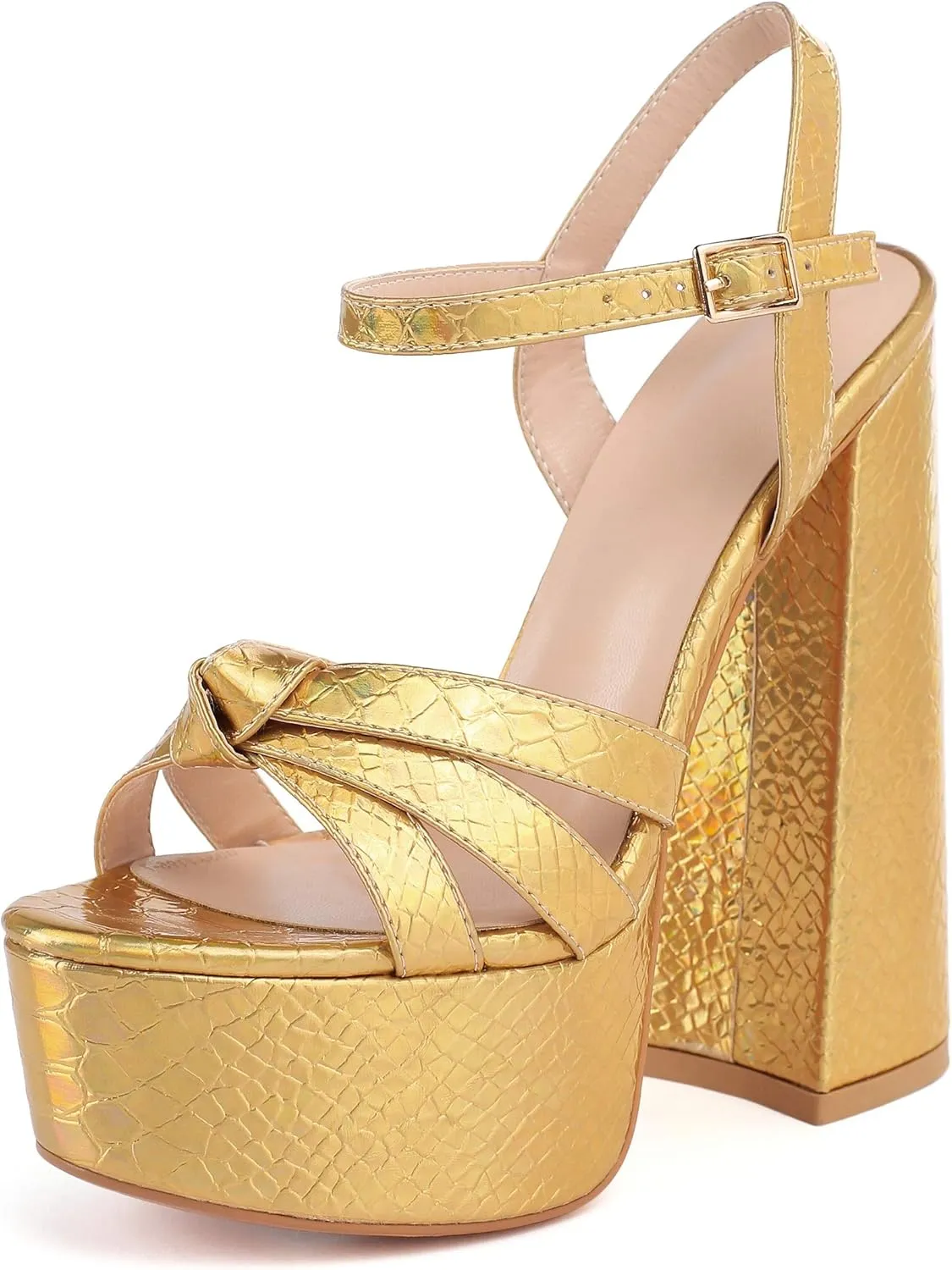 Mettesally Women's Chunky Platform Heels Heeled Sandals Open Toe Ankle Strap Sandals Summer Dress Shoes