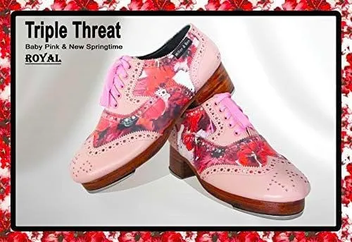 Miller & Ben Tap Shoes; Triple Threat; Baby Pink & Springtime Royal Professional Tap Shoes