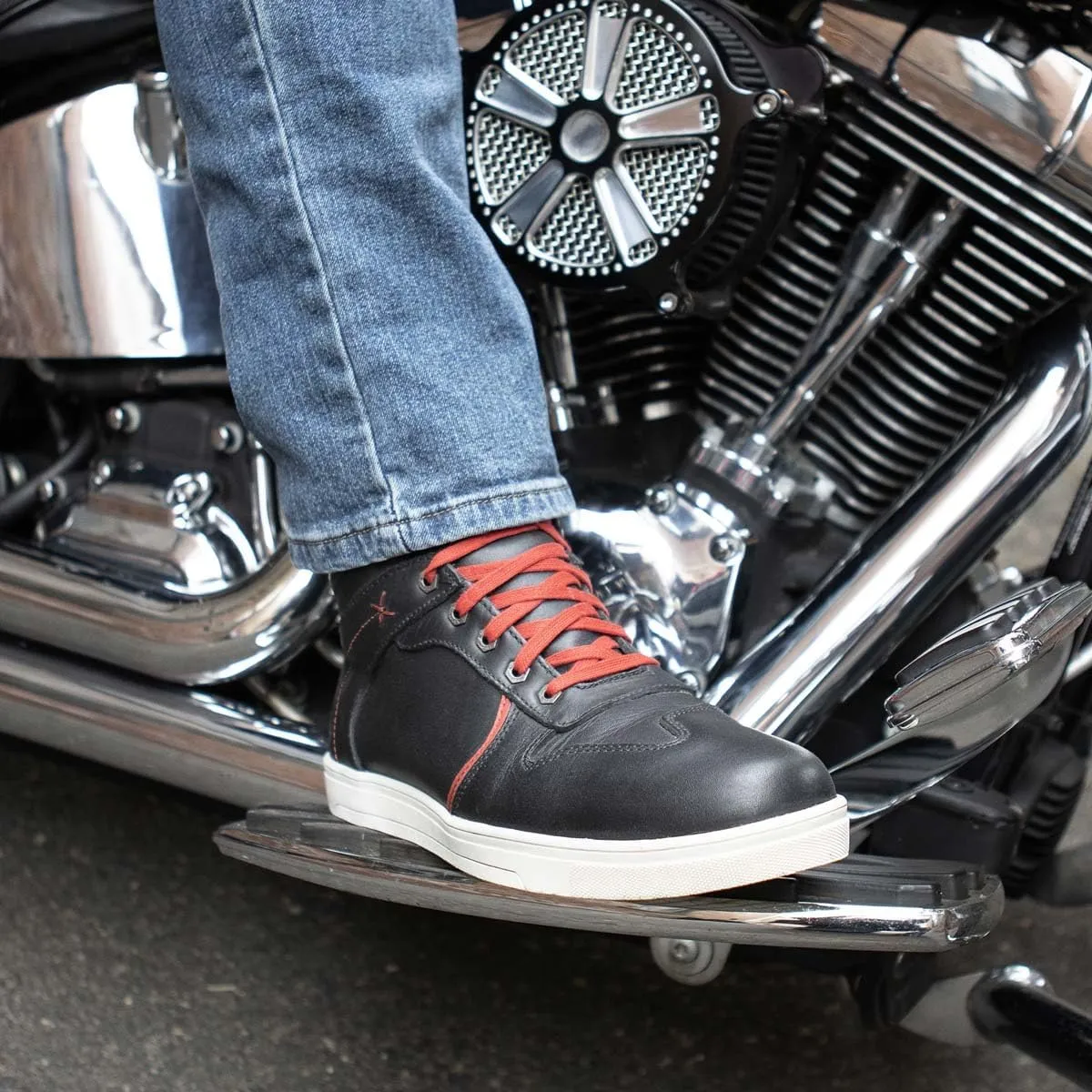 Milwaukee Leather Men's Motorcycle Reinforced Street Biker Casual Riding Shoes Leather Suede Canvas - 10.5
