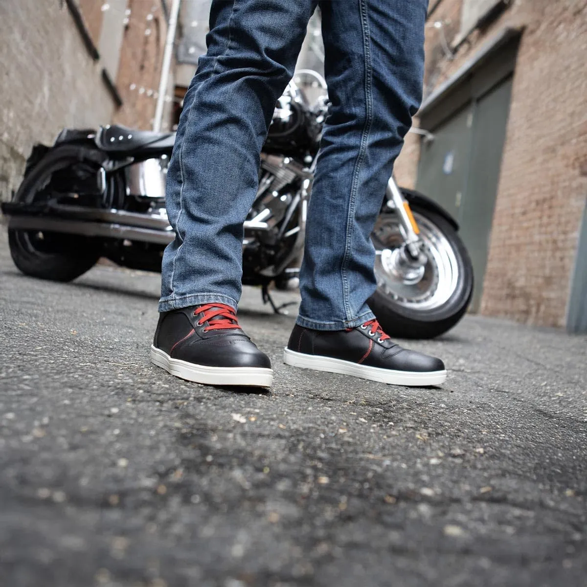 Milwaukee Leather Men's Motorcycle Reinforced Street Biker Casual Riding Shoes Leather Suede Canvas - 10.5