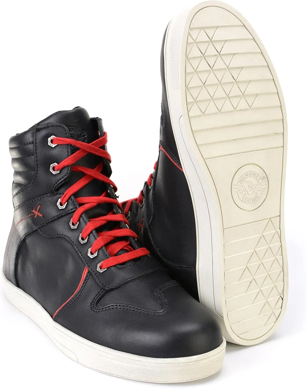 Milwaukee Leather Men's Motorcycle Reinforced Street Biker Casual Riding Shoes Leather Suede Canvas - 10.5