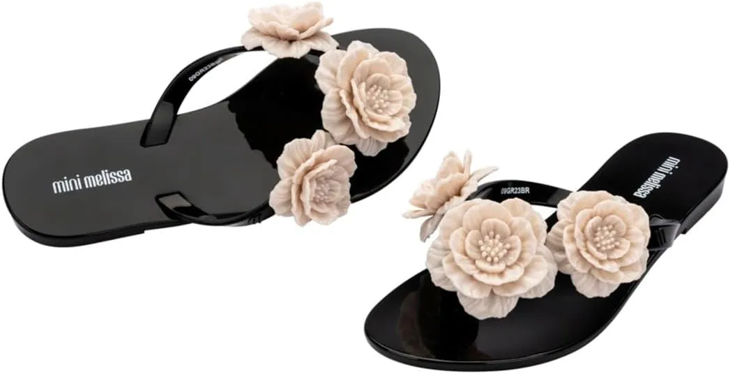 mini melissa Harmonic Collection Girls Flip Flops - Kids Slip On Sandals, Jelly Shoes