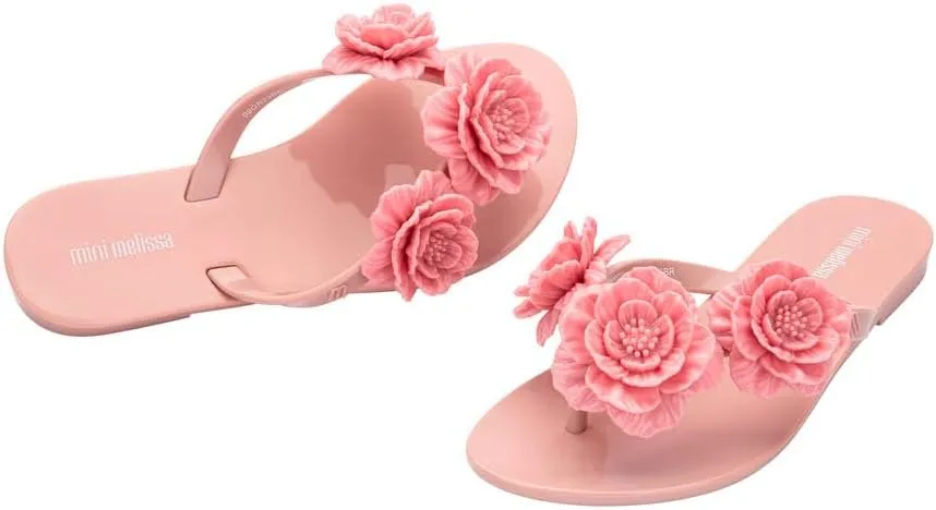 mini melissa Harmonic Collection Girls Flip Flops - Kids Slip On Sandals, Jelly Shoes