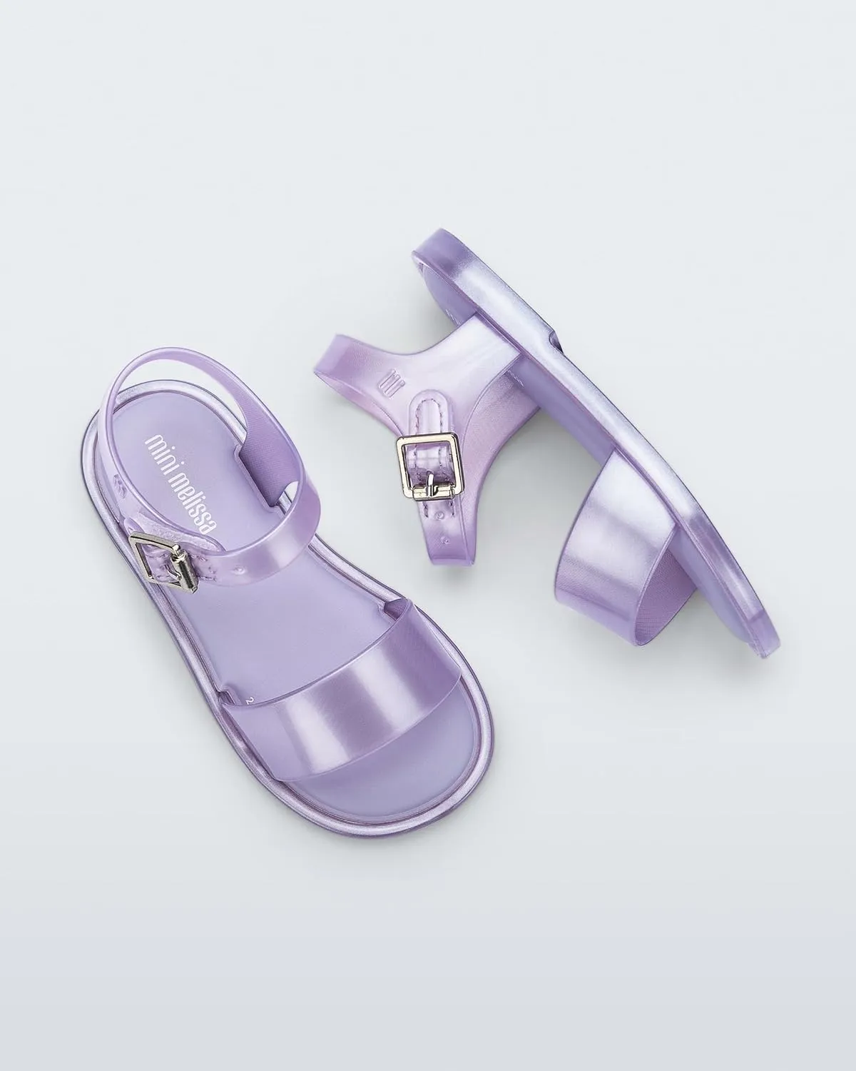 mini melissa Mar Hot Sandals for Babies & Toddlers - Sparkly Sandals w/Heart Buckle & Bow for Baby Girls, Kids Jelly Shoes