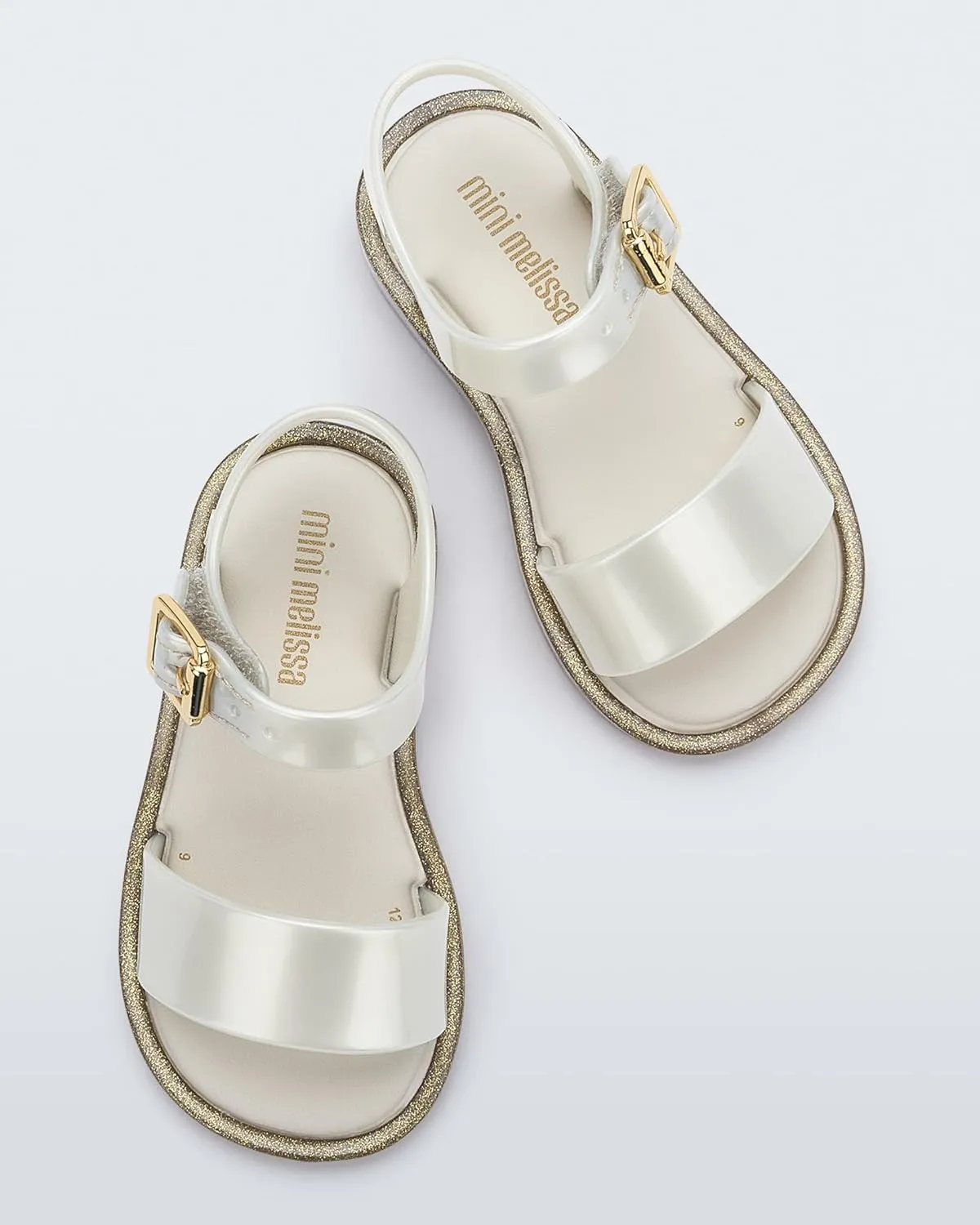 mini melissa Mar Hot Sandals for Babies & Toddlers - Sparkly Sandals w/Heart Buckle & Bow for Baby Girls, Kids Jelly Shoes
