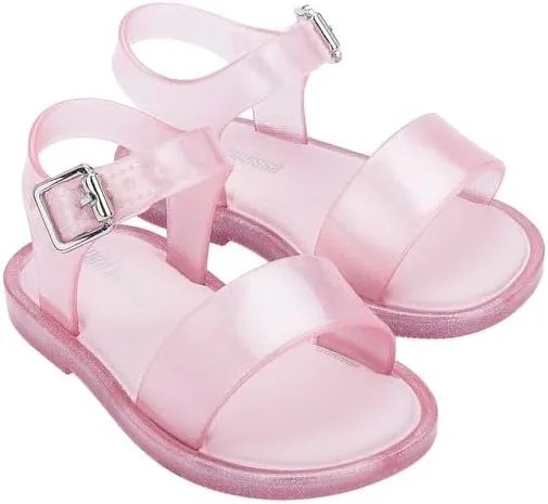 mini melissa Mar Hot Sandals for Babies & Toddlers - Sparkly Sandals w/Heart Buckle & Bow for Baby Girls, Kids Jelly Shoes
