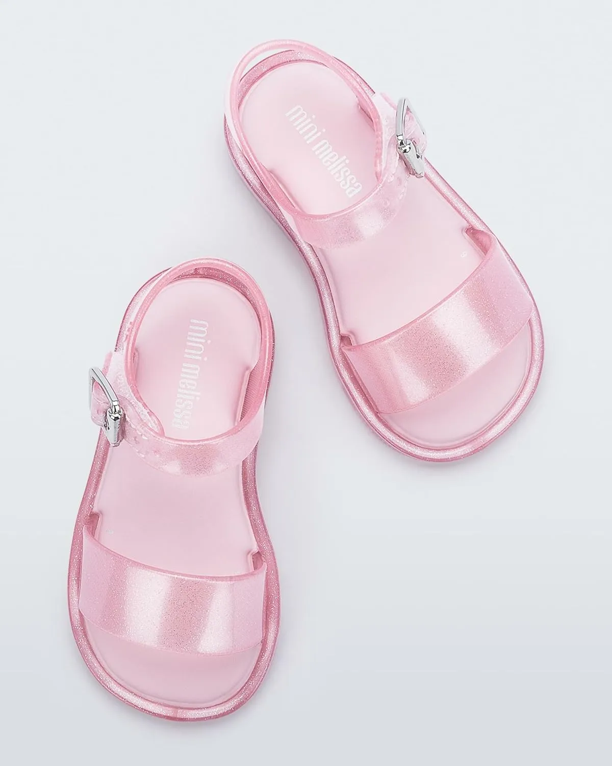 mini melissa Mar Hot Sandals for Babies & Toddlers - Sparkly Sandals w/Heart Buckle & Bow for Baby Girls, Kids Jelly Shoes