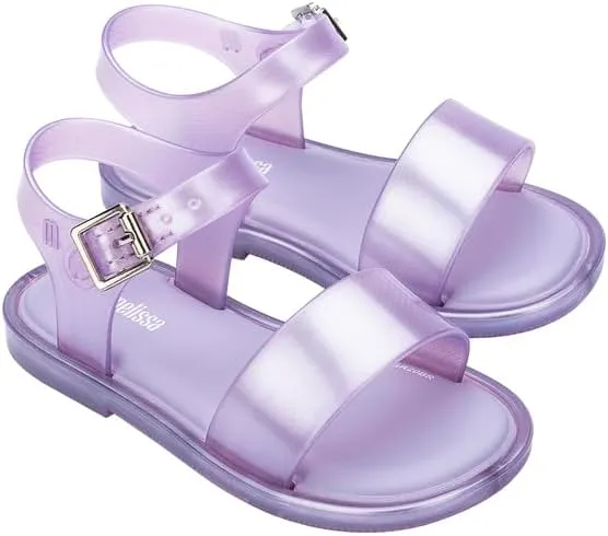 mini melissa Mar Hot Sandals for Babies & Toddlers - Sparkly Sandals w/Heart Buckle & Bow for Baby Girls, Kids Jelly Shoes