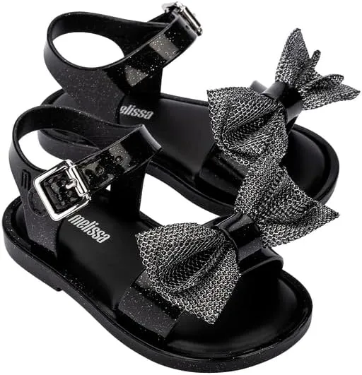 mini melissa Mar Hot Sandals for Babies & Toddlers - Sparkly Sandals w/Heart Buckle & Bow for Baby Girls, Kids Jelly Shoes