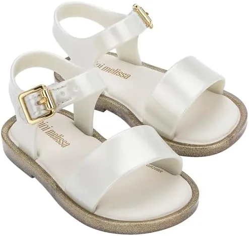 mini melissa Mar Hot Sandals for Babies & Toddlers - Sparkly Sandals w/Heart Buckle & Bow for Baby Girls, Kids Jelly Shoes