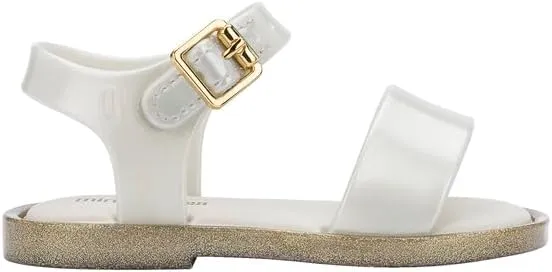 mini melissa Mar Hot Sandals for Babies & Toddlers - Sparkly Sandals w/Heart Buckle & Bow for Baby Girls, Kids Jelly Shoes