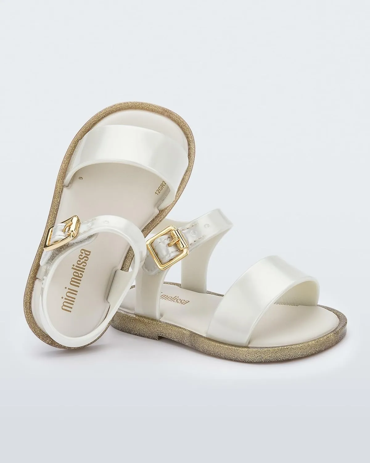 mini melissa Mar Hot Sandals for Babies & Toddlers - Sparkly Sandals w/Heart Buckle & Bow for Baby Girls, Kids Jelly Shoes