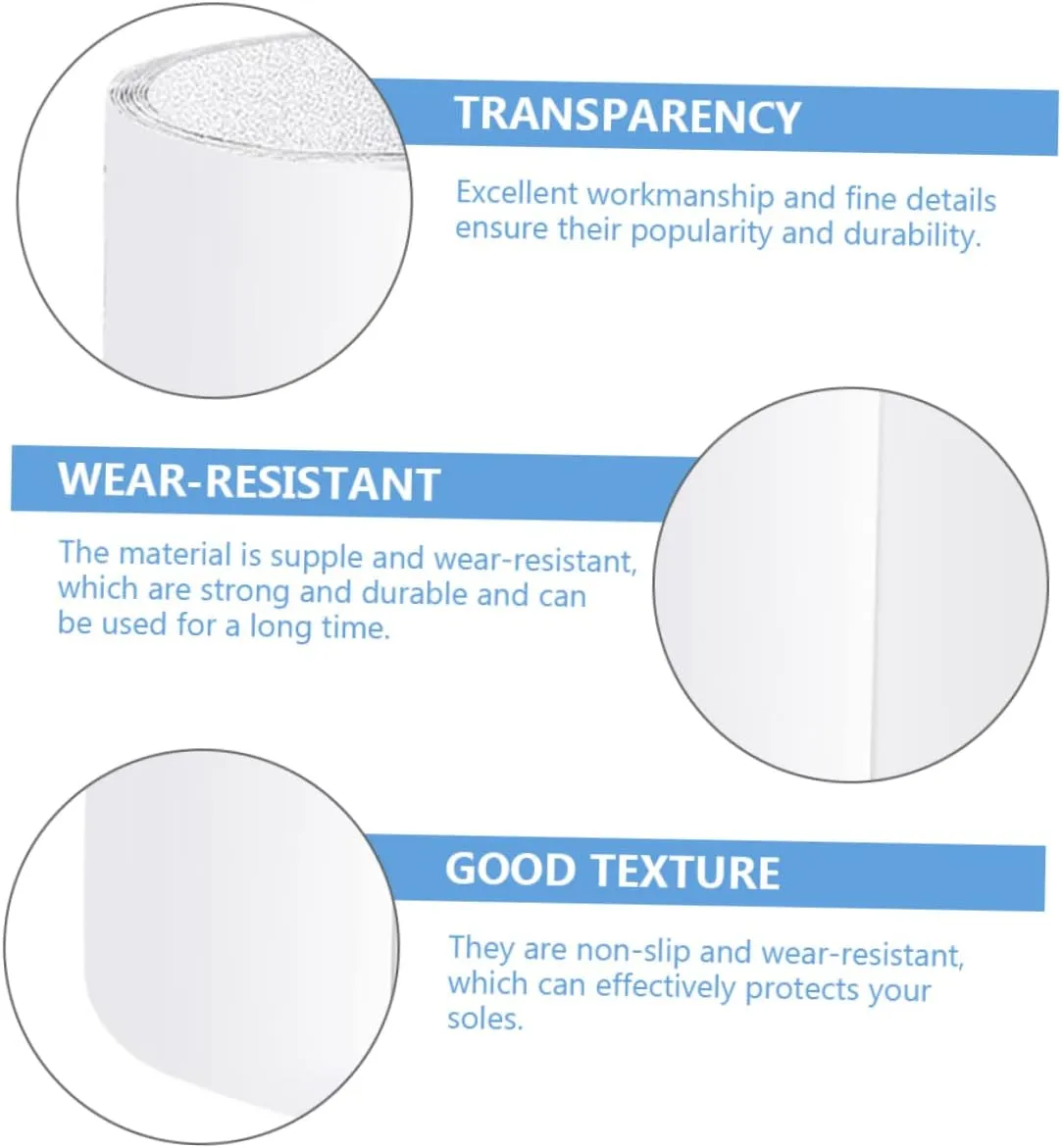 Mobestech 3 Rolls Sole Sticker Slippers Proof Sneakers Pad Patches Liners Goo Prevention Spacers Sandals Spreader Grips Anti Slip Heel Inserts High Heels Adhesive Shoe Sole Protectors PVC