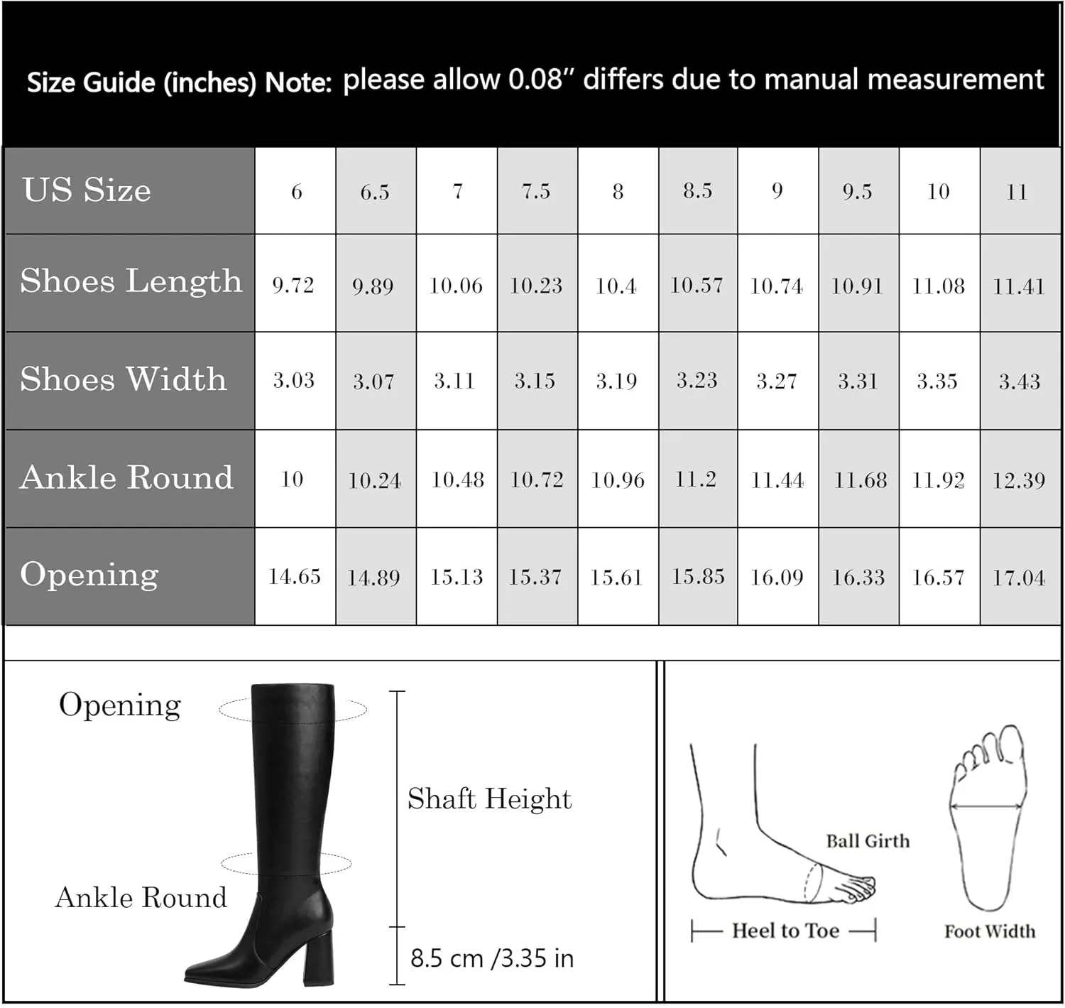 Modatope Knee High Boots Women Chunky Heel Square Toe Tall Boot for Women High Heel Side Zipper Long Boots