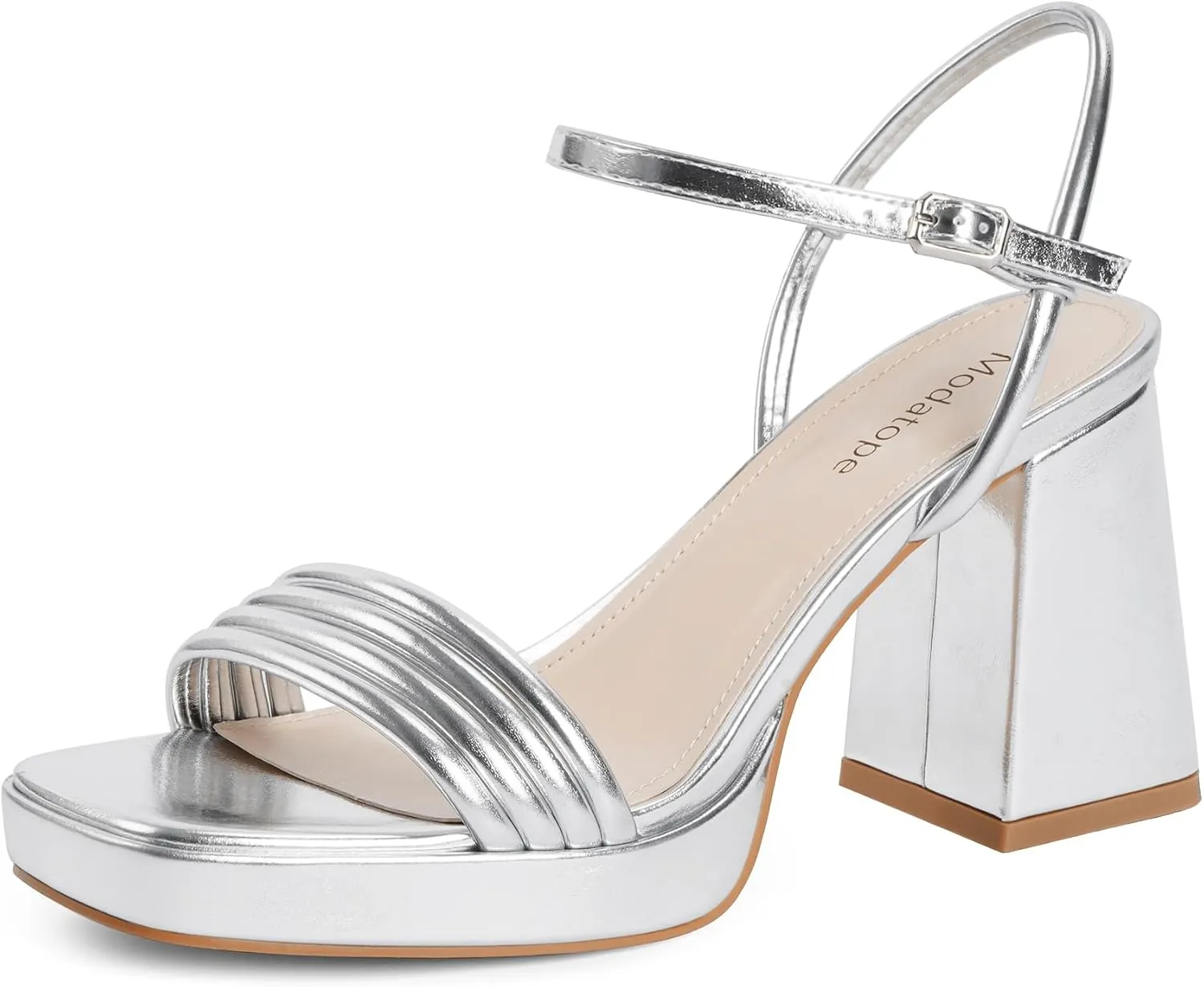 Modatope Platform Bow Sandals for Women Chunky Heel Strappy Platform Heels Square Open Toe Heeled Sandals Ankle Strap Block Heel Sanadals