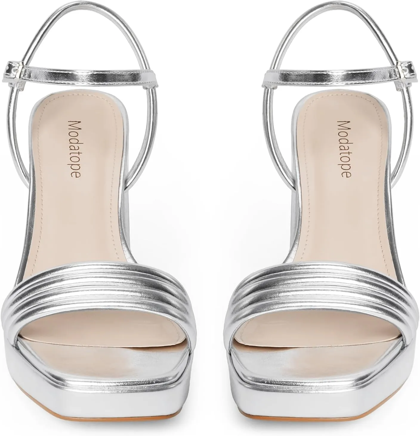 Modatope Platform Bow Sandals for Women Chunky Heel Strappy Platform Heels Square Open Toe Heeled Sandals Ankle Strap Block Heel Sanadals
